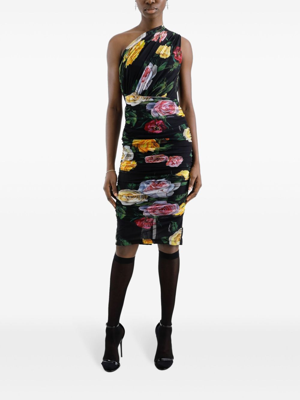 Dolce & Gabbana floral-print midi dress - Zwart