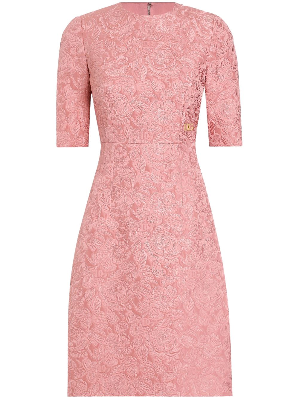 floral-jacquard midi dress