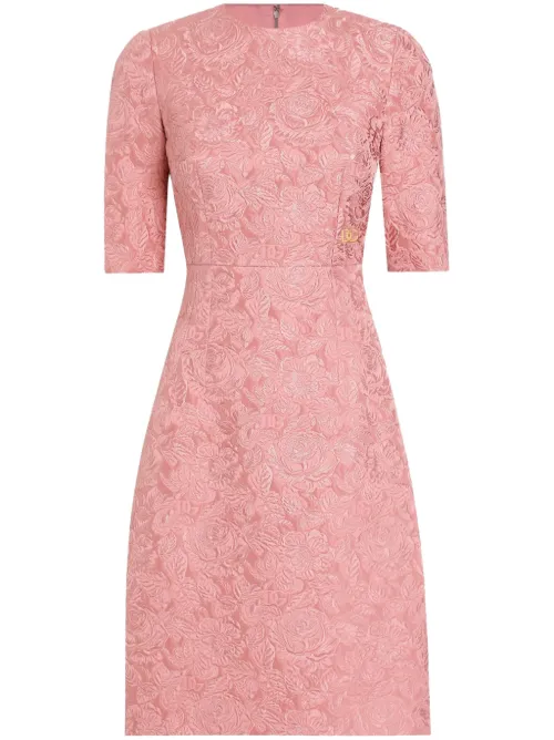 Robe mi-longue à fleurs en jacquard - Dolce & Gabbana - Modalova