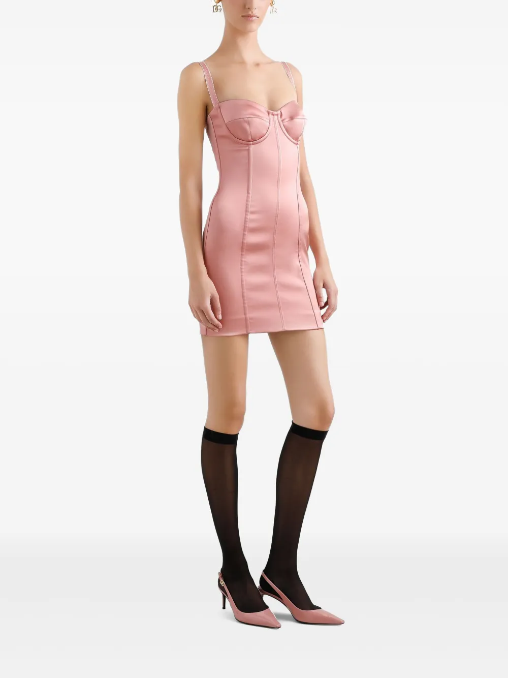 Dolce & Gabbana stretch satin mini dress - Roze