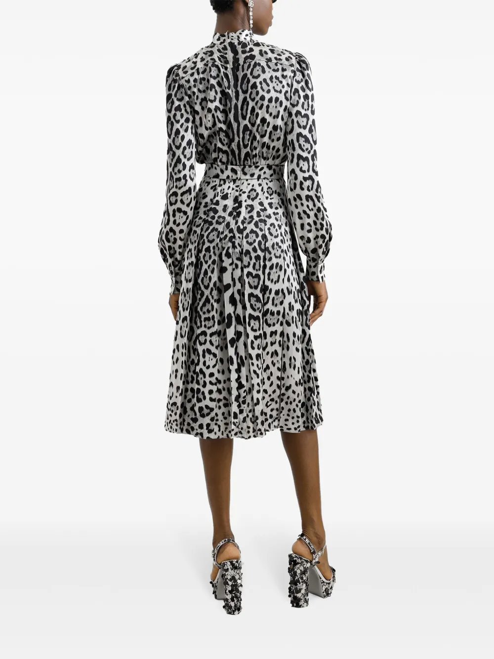Dolce & Gabbana Midi-jurk met dierenprint Wit