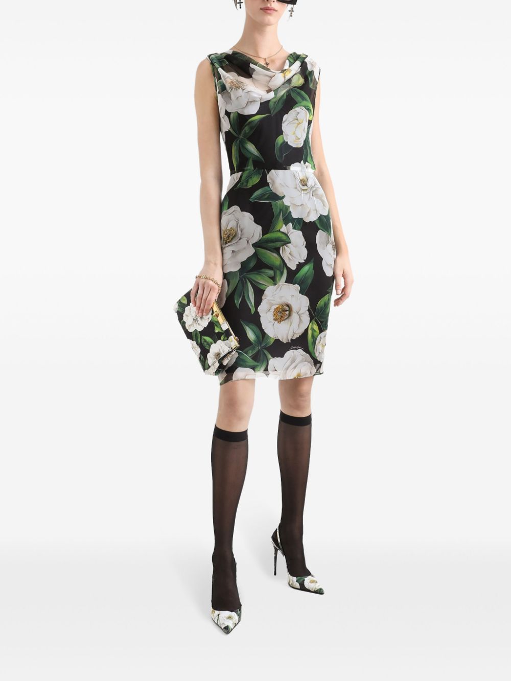 Dolce & Gabbana Mini-jurk met bloemenprint - Zwart