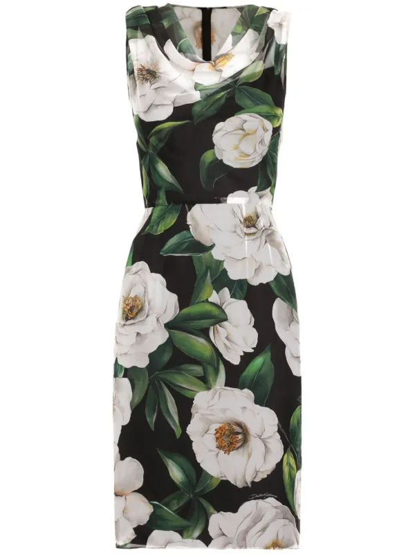 DOLCE＆GABBANA ノースリーブボタニカル柄マーメイドワンピース