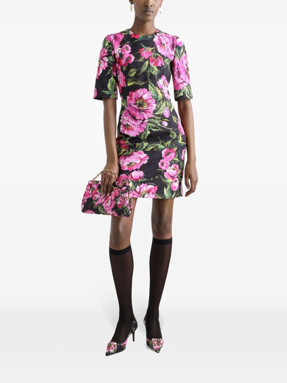 Dolce & Gabbana Mini-jurk met bloemenprint - Zwart