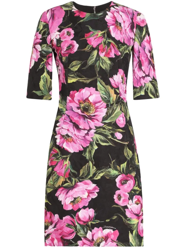 素敵★DOLCE & GABBANA 花柄 ミニワンピース ラッフル付き Dolce & Gabbana floral-print Mini Dress | Black | FARFETCH