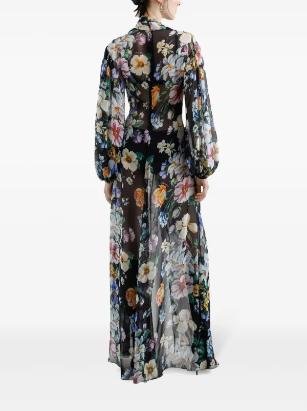 Dolce & Gabbana floral-print Long Dress | Black | FARFETCH CA