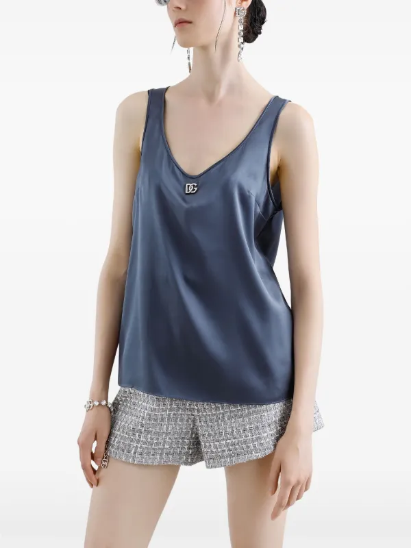 Dolce & Gabbana logo-plaque Tank Top | Blue | FARFETCH RO