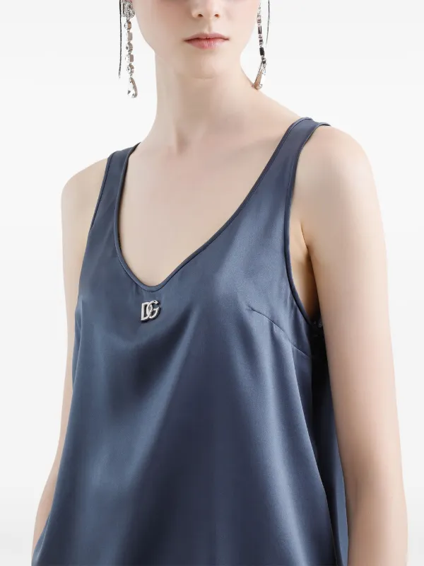 Dolce & Gabbana logo-plaque Tank Top | Blue | FARFETCH RO