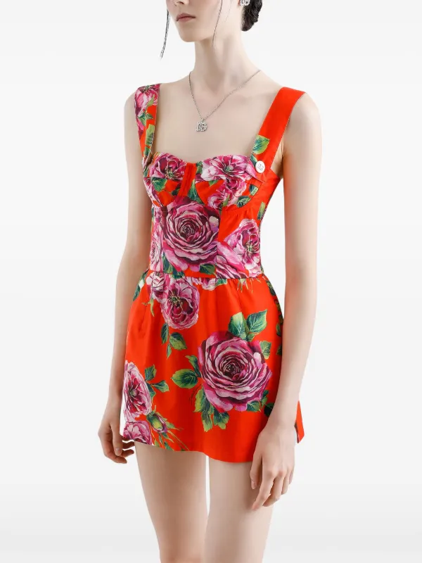☆国内発送☆ Dolce & Gabbana Floral Print mini dress Dolce & Gabbana floral-print Mini Dress | Black | FARFETCH