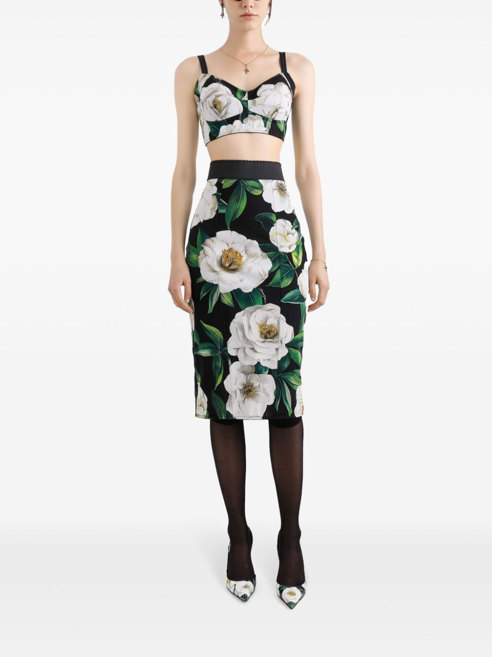 Dolce & Gabbana printed bustier top - Zwart