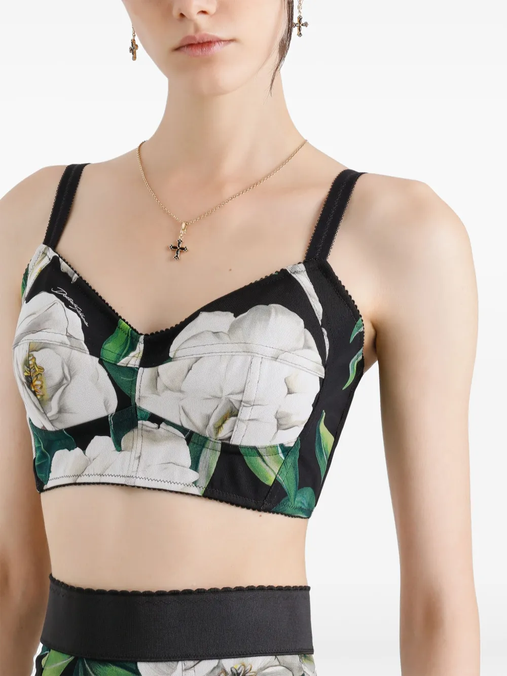 Dolce & Gabbana Bustier top met print Zwart