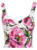 Dolce & Gabbana peony-print bustier top - White