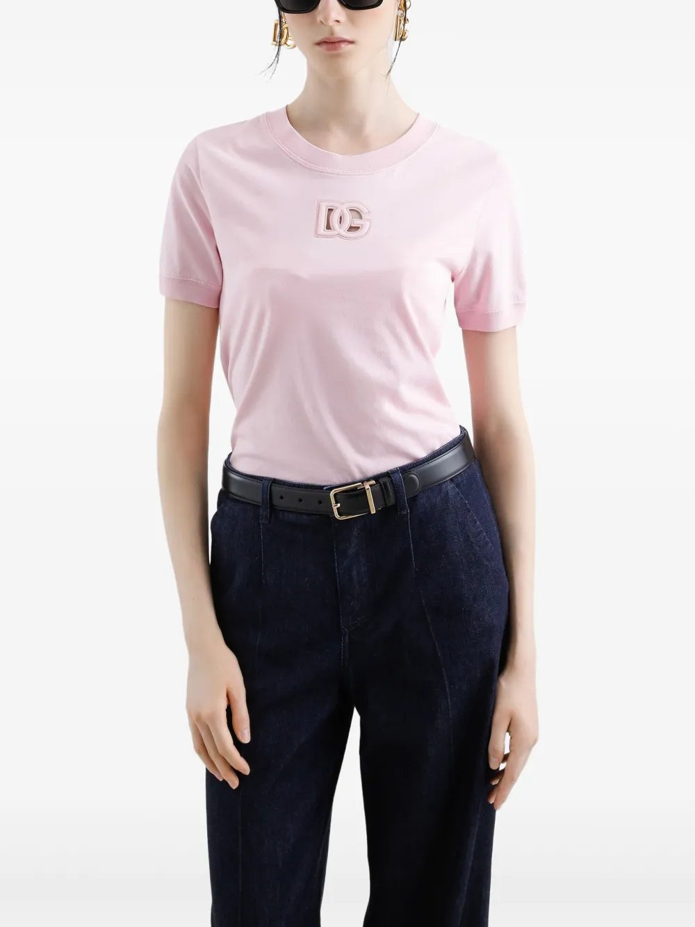 Dolce & Gabbana T-shirt met geborduurd logo Roze