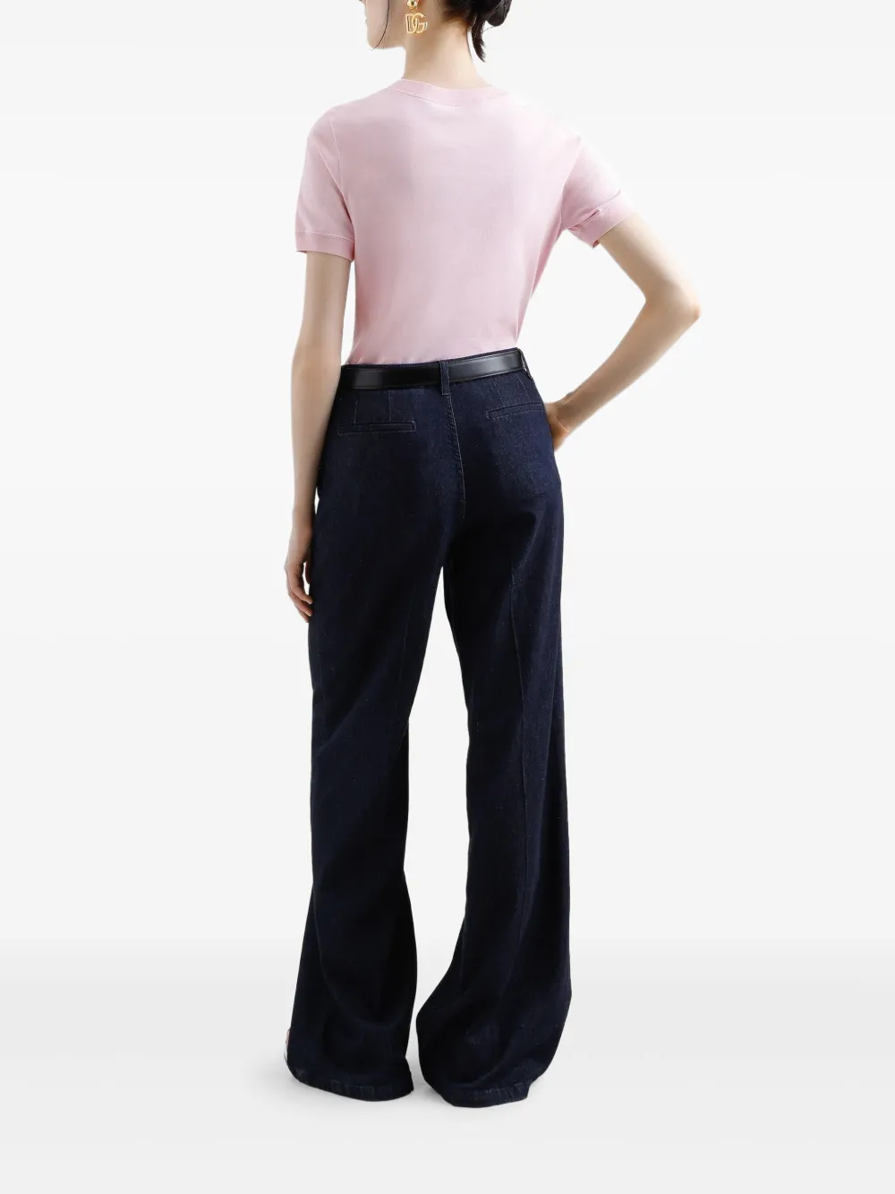 Dolce & Gabbana T-shirt met geborduurd logo Roze