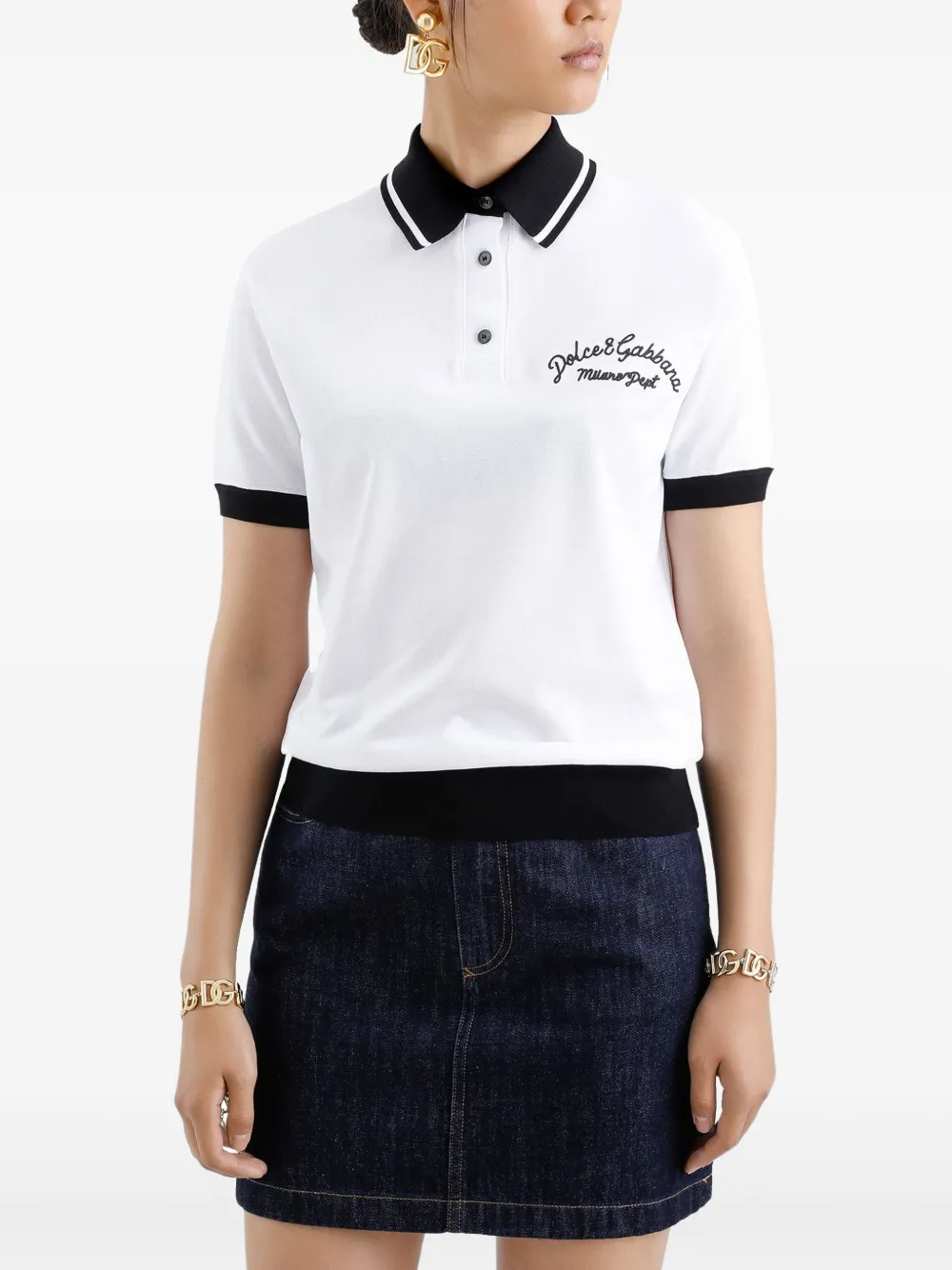 Dolce & Gabbana Polotop met geborduurd logo Wit