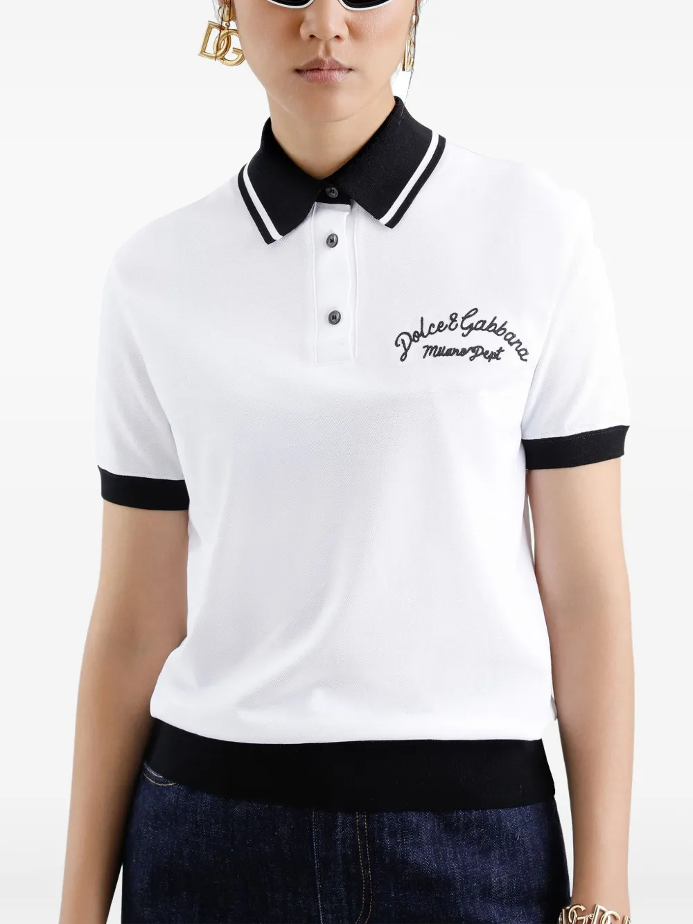 Dolce & Gabbana Polotop met geborduurd logo Wit