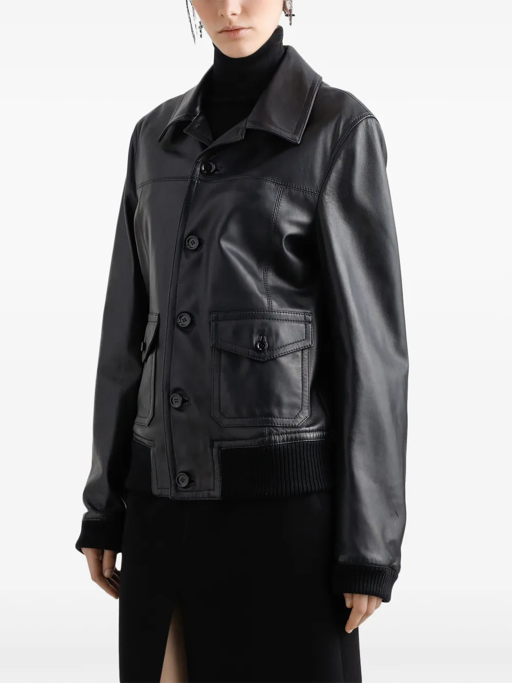 Dolce & Gabbana Leren jack Zwart