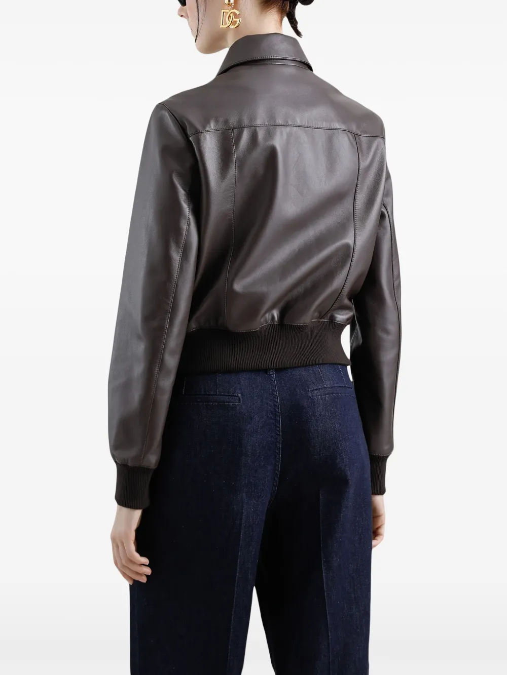 Dolce & Gabbana Leren jack Bruin