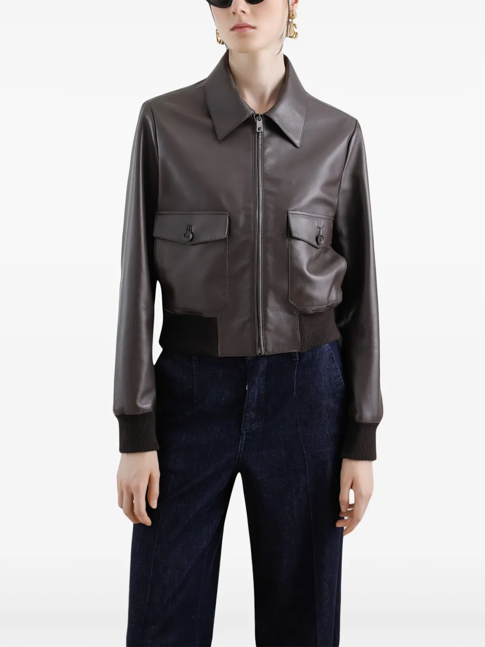 Dolce & Gabbana Leren jack Bruin