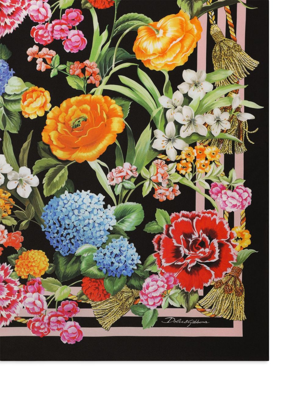 Dolce & Gabbana Foulard met bloemenprint - Zwart