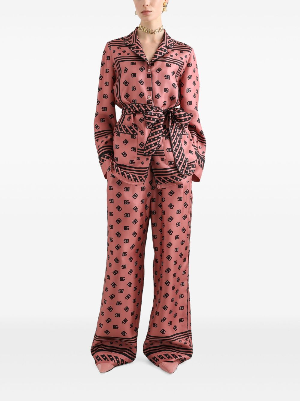 Dolce & Gabbana Palazzo broek met logoprint - Roze