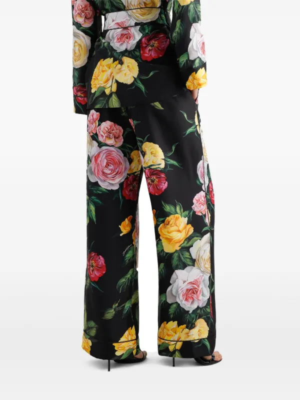 Dolce & Gabbana ROSE タックパンツ Dolce & Gabbana rose-print Trousers | Black | FARFETCH