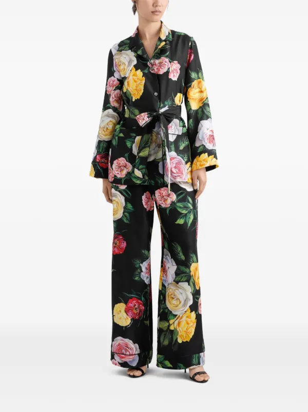 【DOLCE&GABBANA】ローズプリント 伸縮性ウエストパンツ Dolce & Gabbana ローズプリント パンツ | ブラック | FARFETCH JP