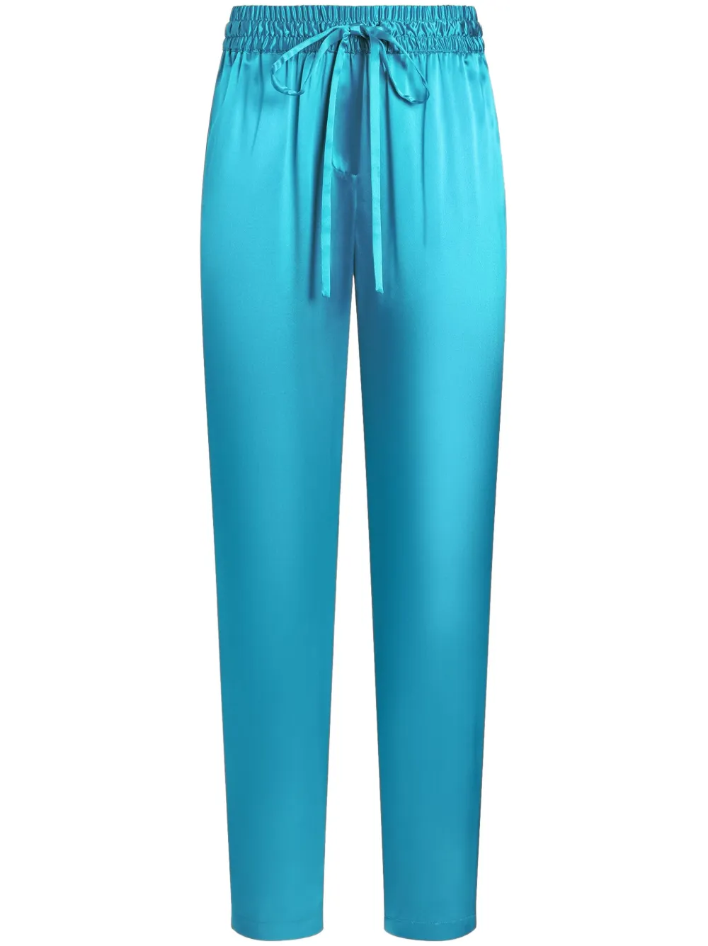 Dolce & Gabbana Satijnen broek met trekkoord taille Blauw