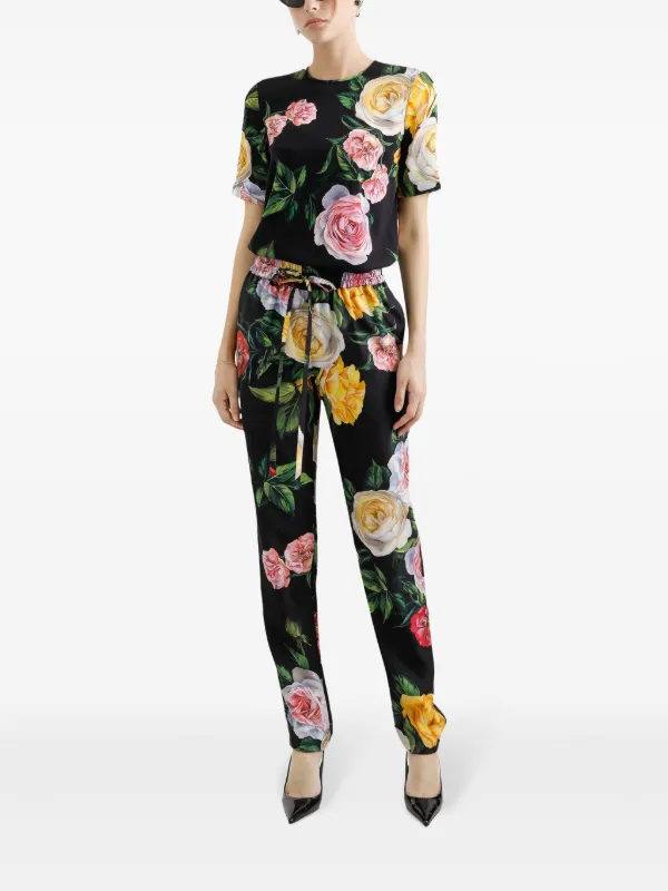 DOLCE & GABBANA フローラルプリントウエストパンツ Dolce & Gabbana Floral-Print Peony Cargo Pants | Sendegaro US