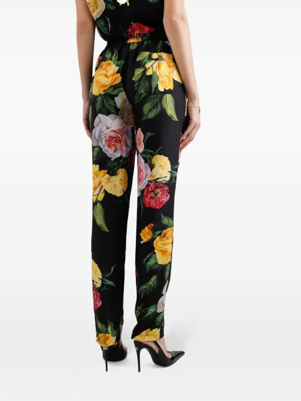 DOLCE & GABBANA フローラルプリントウエストパンツ Dolce & Gabbana Floral-Print Peony Cargo Pants | Sendegaro US