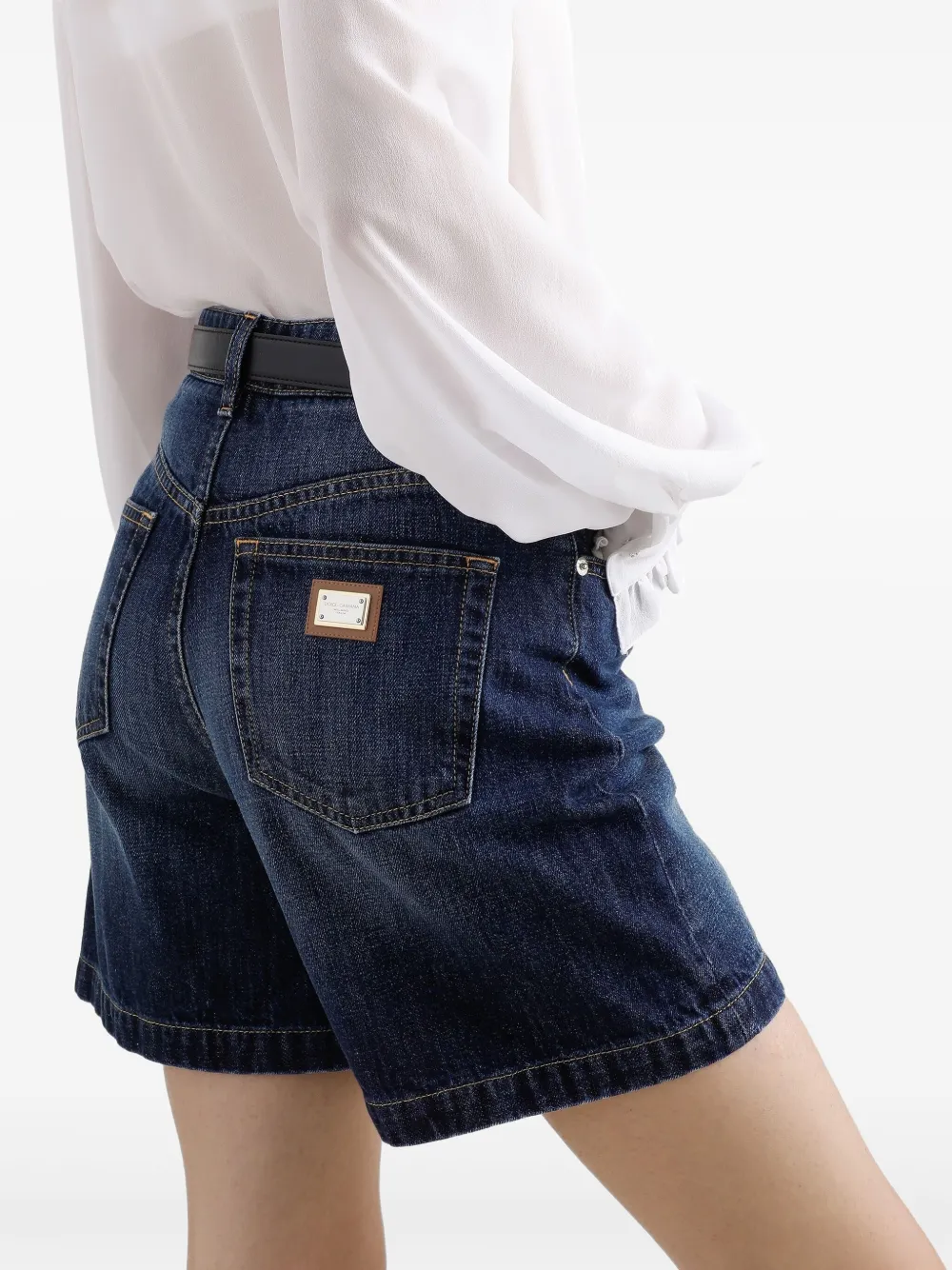 Dolce & Gabbana Shorts met logoplakkaat Blauw