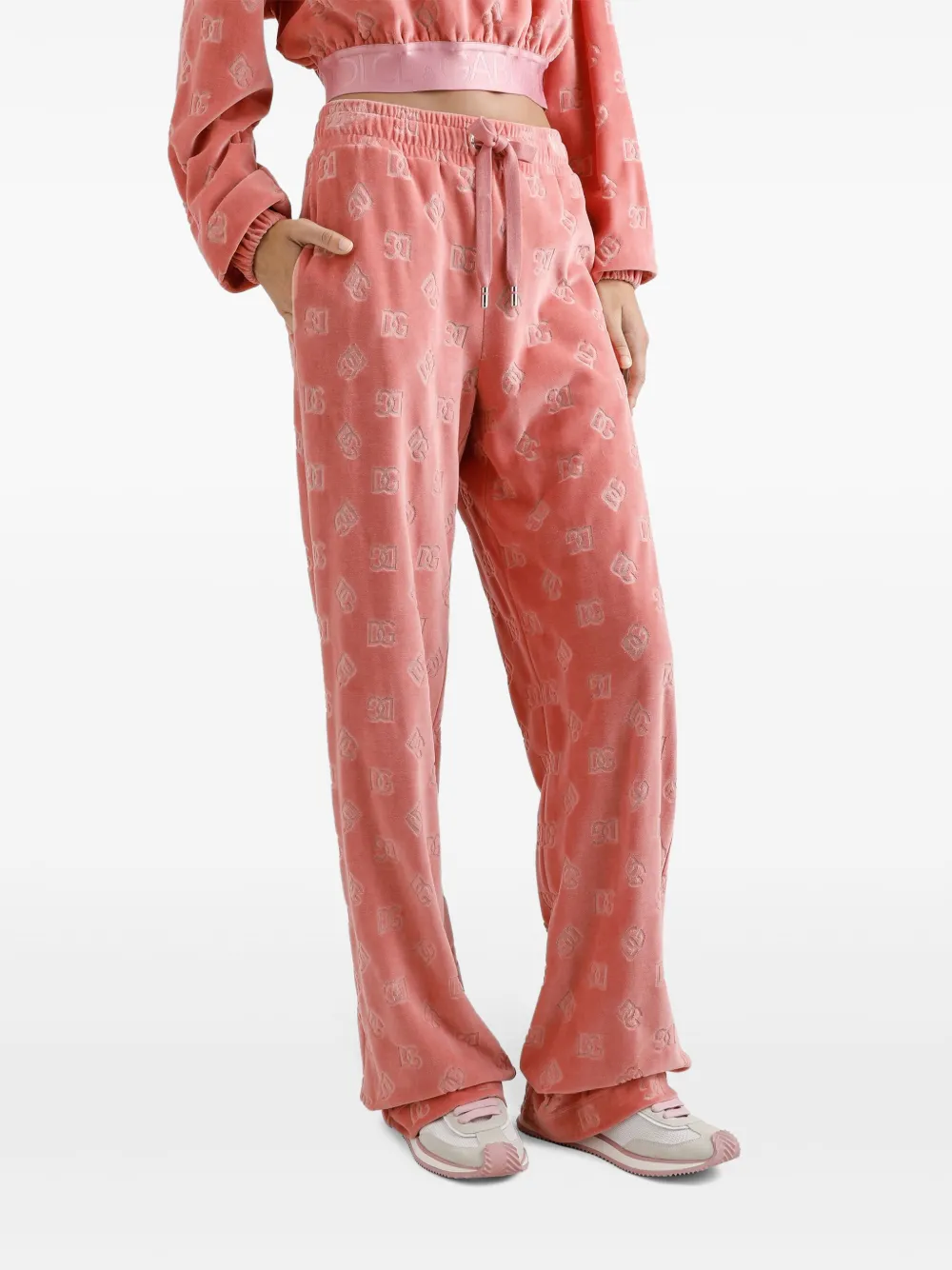 Dolce & Gabbana Trainingsbroek met logo jacquard Roze