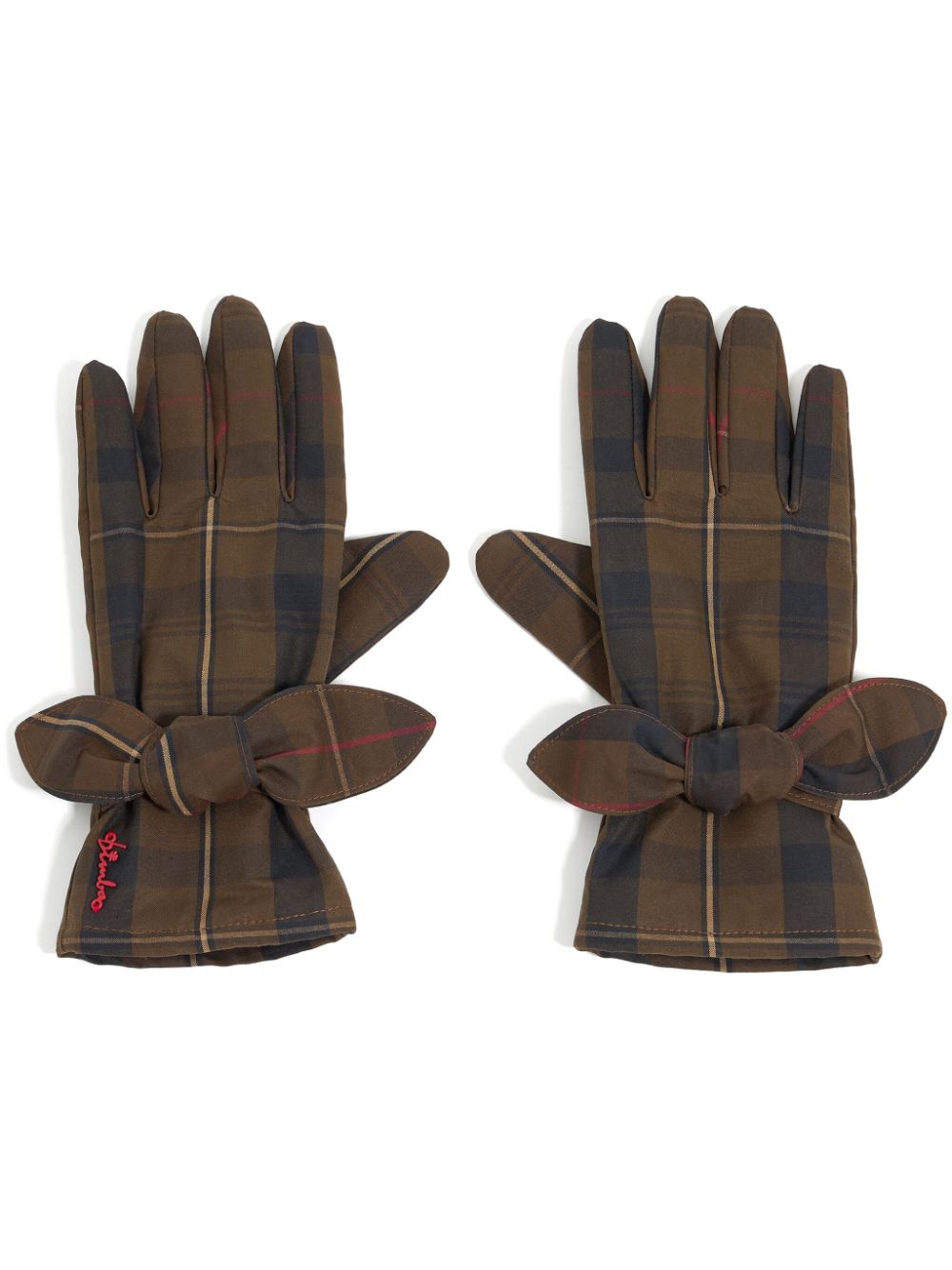 checked-print cotton gloves