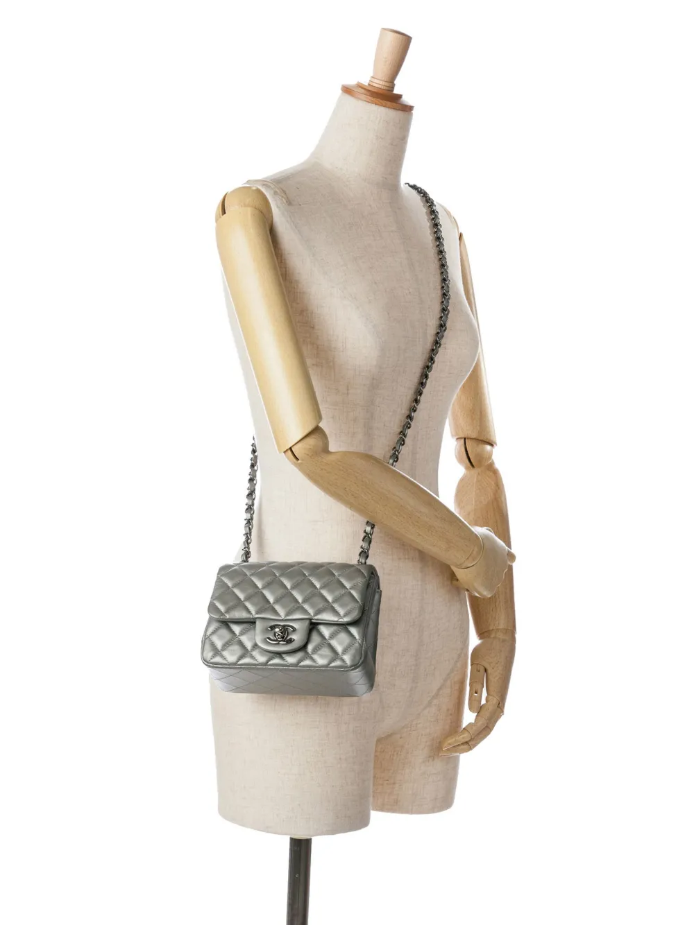 2013-2014 Mini Square Classic Calfskin Single Flap Crossbody Bag