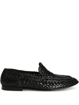 Dolce & Gabbana logo-plaque Leather Loafers | Black | FARFETCH