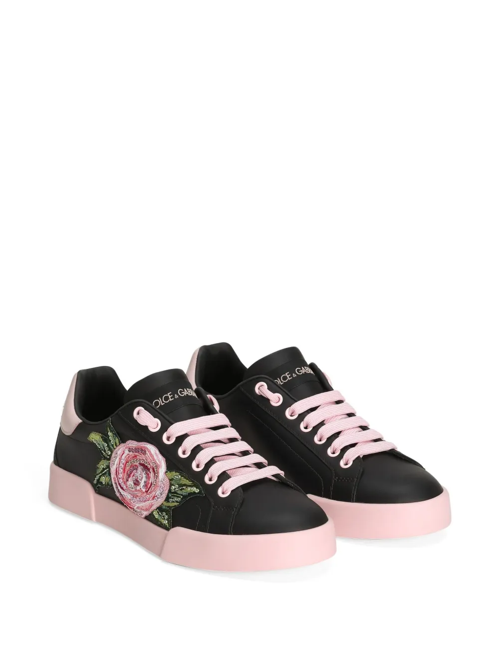 Dolce & Gabbana Sneakers met bloemenprint - Zwart