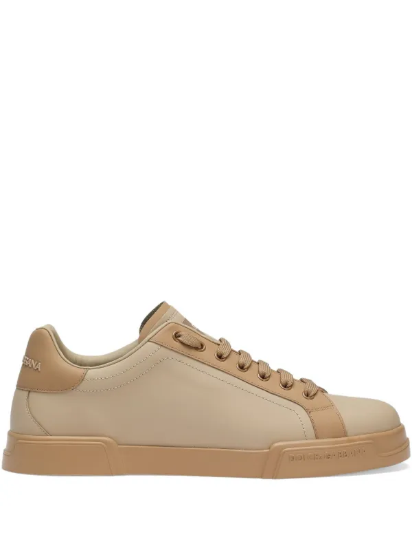Dolce Gabbana Portofino Leather Sneakers Neutrals