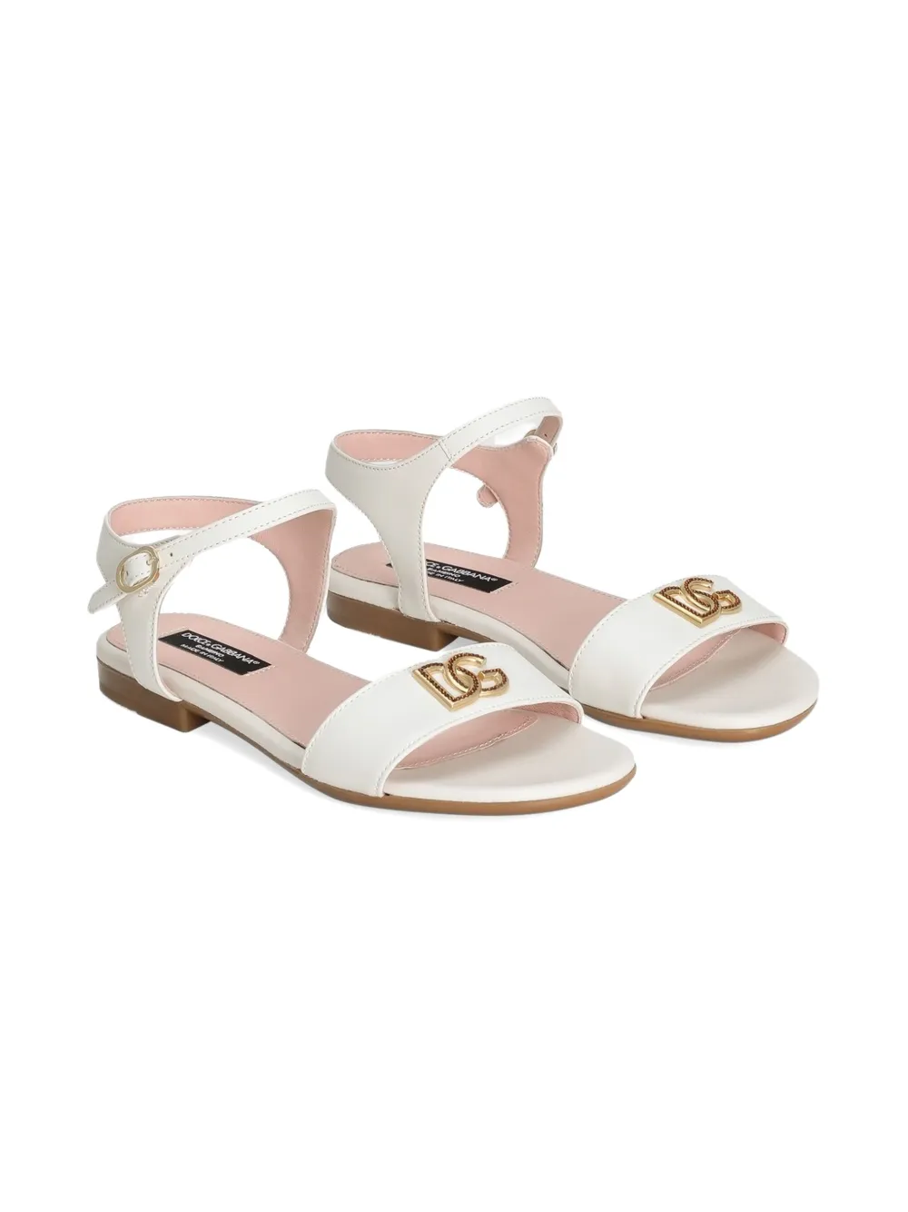 Dolce & Gabbana Kids Sandalen met logoplakkaat Beige