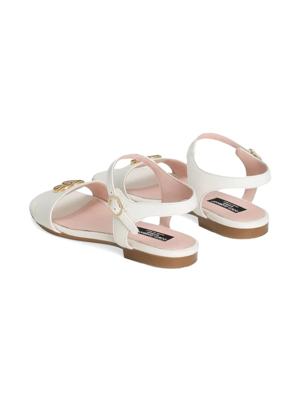 Dolce & Gabbana Kids logo-plaque sandals Neutrals