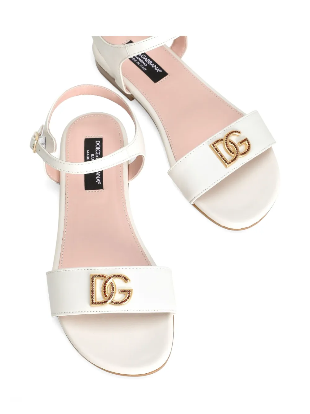 Dolce & Gabbana Kids logo-plaque sandals Neutrals