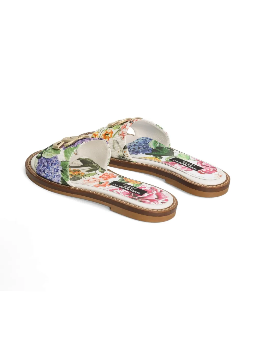 Dolce & Gabbana Kids floral-print slides Neutrals