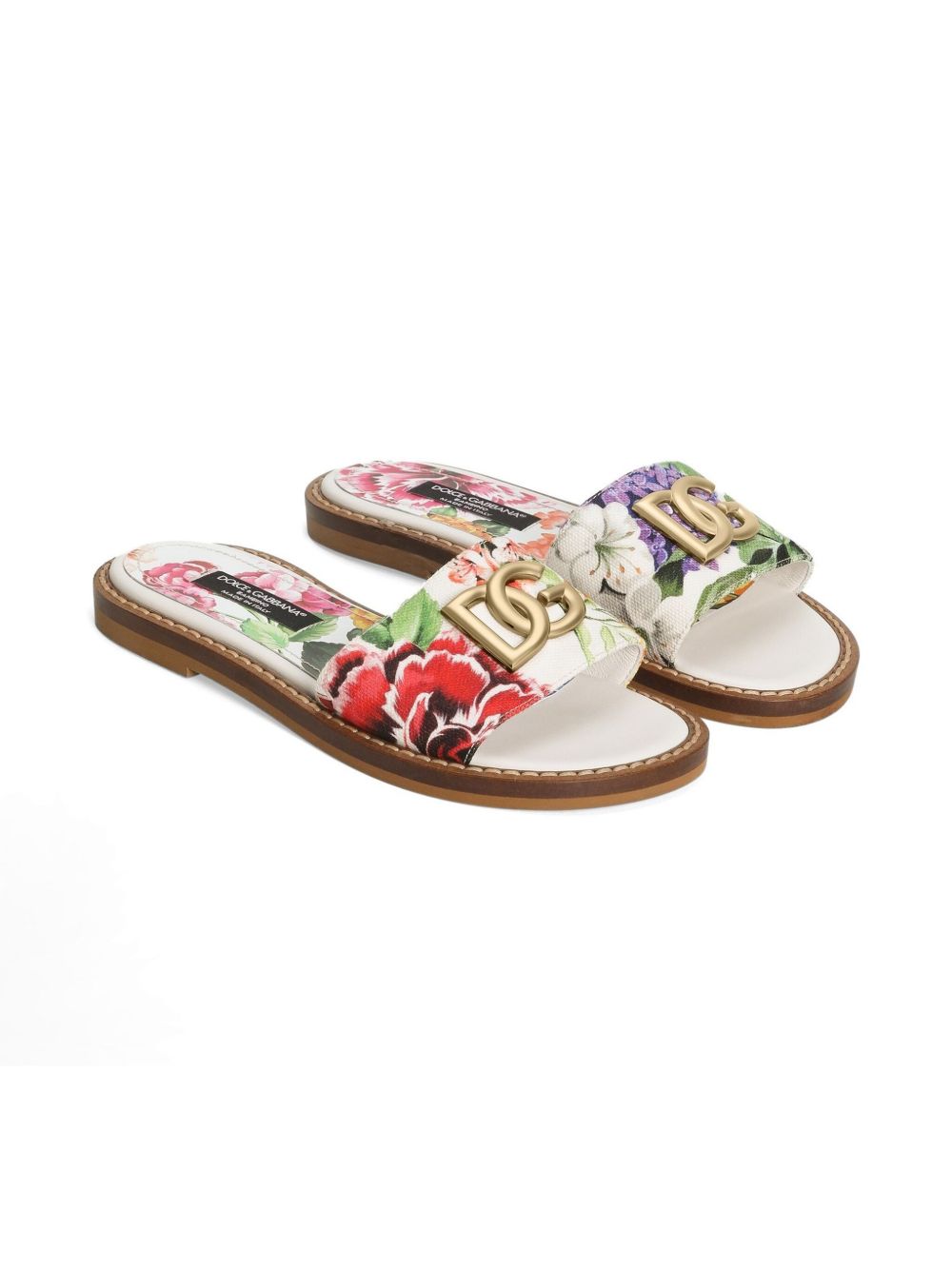 Dolce & Gabbana Kids Slippers met bloemenprint - Beige