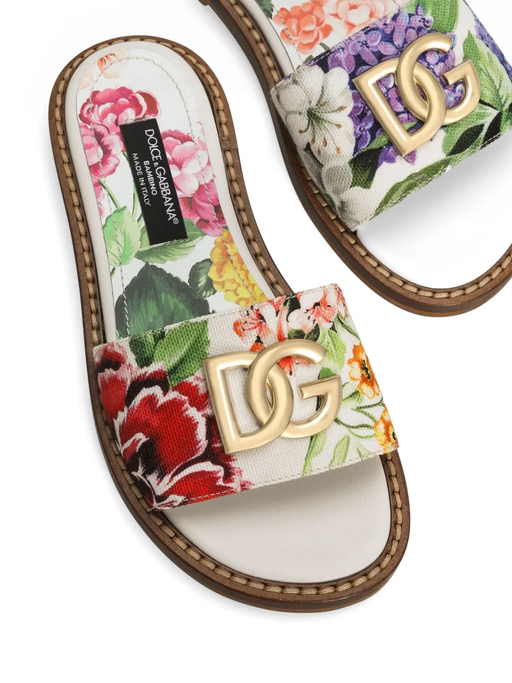 Dolce & Gabbana Kids floral-print slides Neutrals