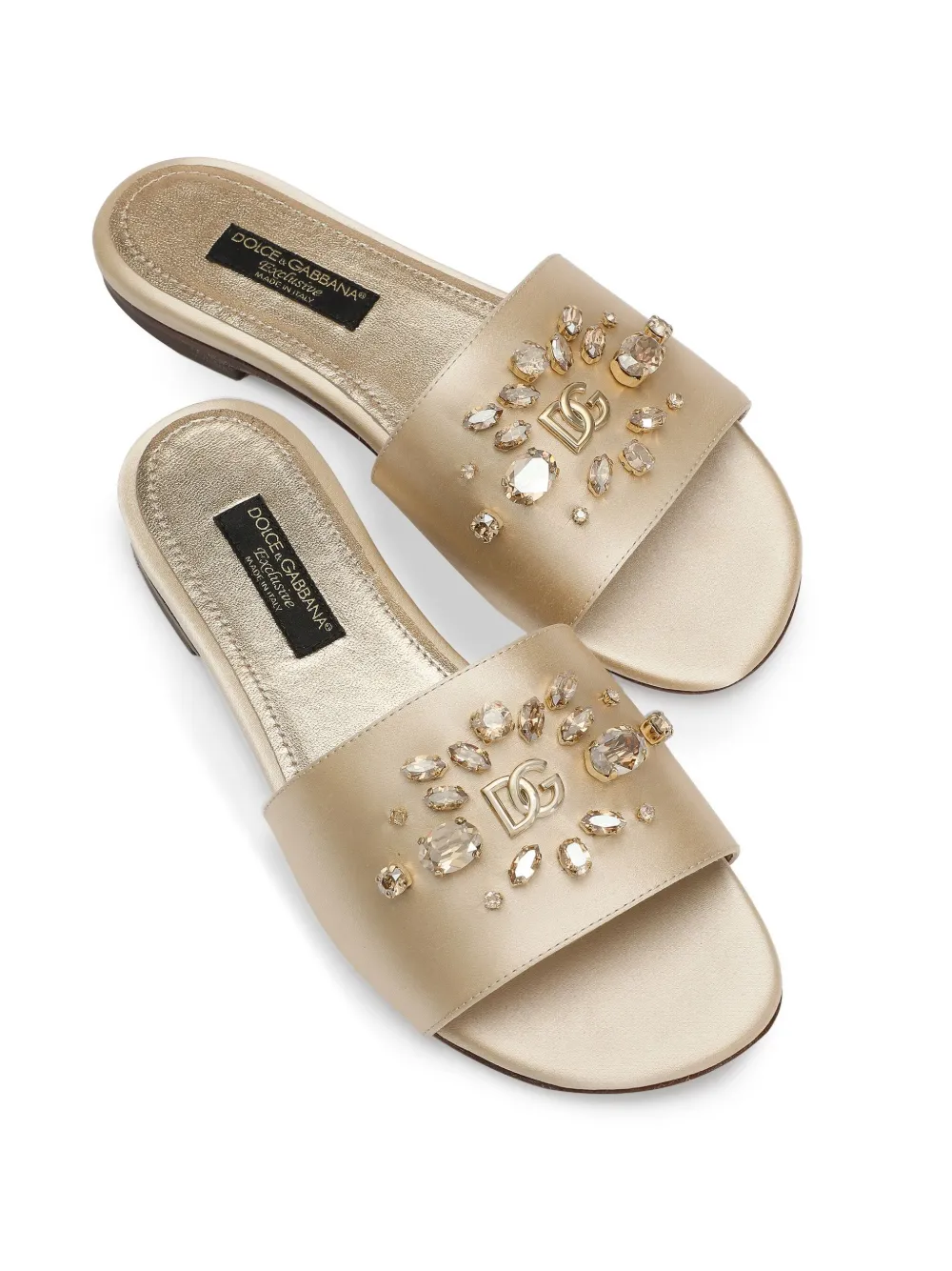 Dolce & Gabbana Kids Slippers verfraaid met stras Goud