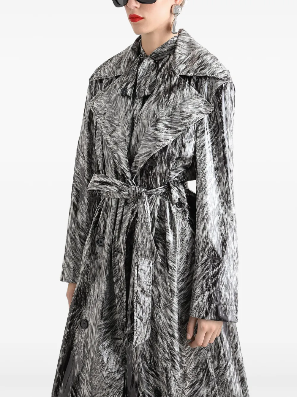 Dolce & Gabbana Trenchcoat met bontprint Grijs