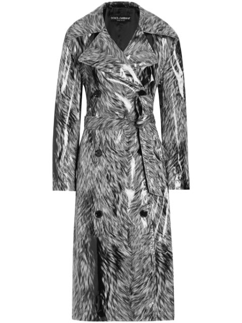 Dolce & Gabbana fur-print trench coat