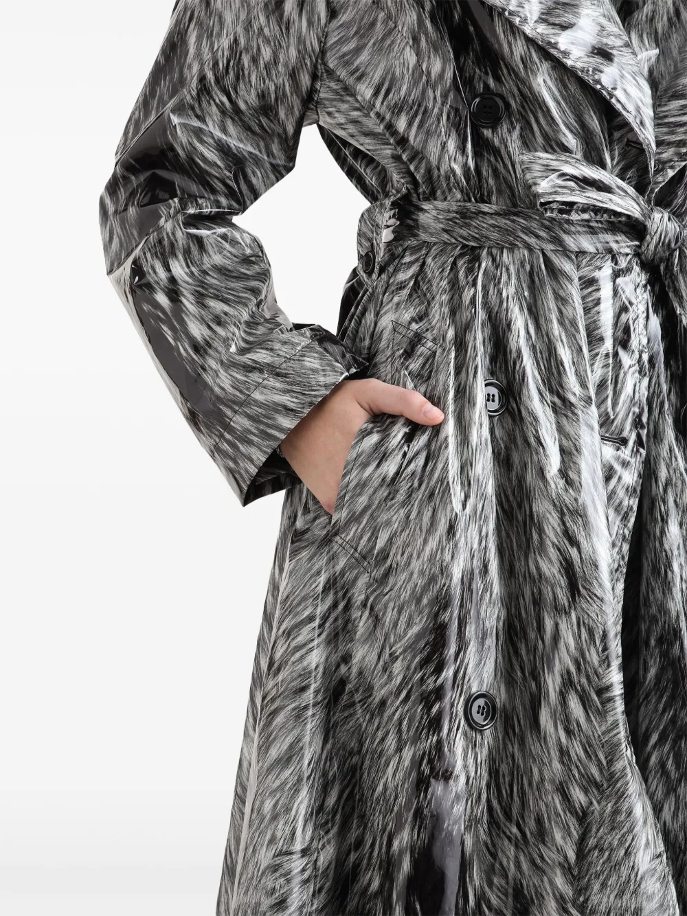 Dolce & Gabbana Trenchcoat met bontprint Grijs