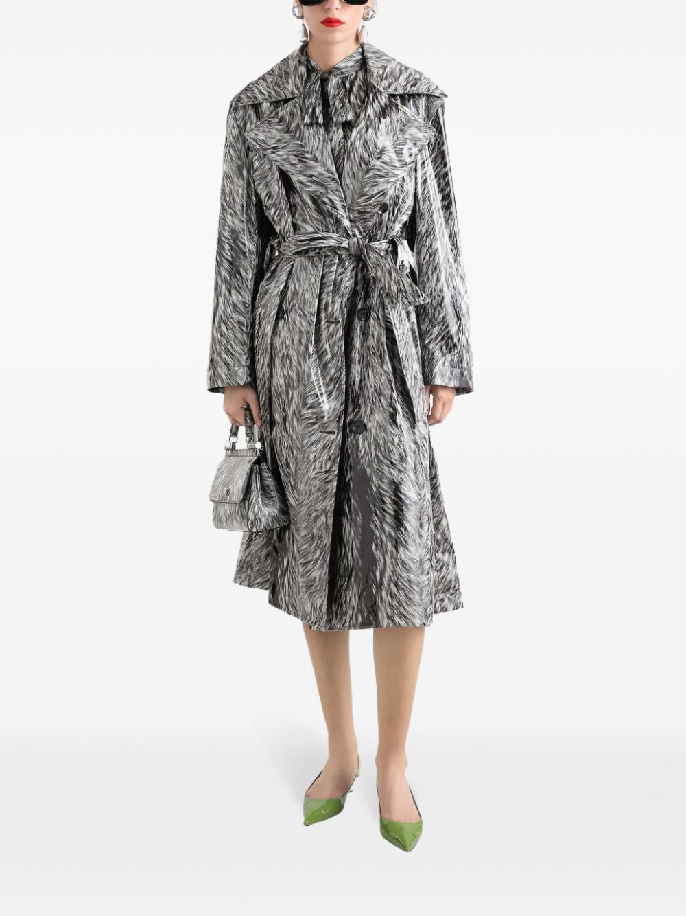 Dolce & Gabbana Trenchcoat met bontprint - Grijs