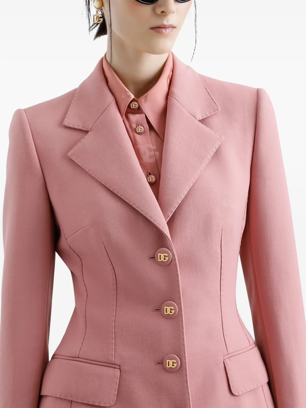 Dolce&Gabbana シングルジャケット ピンク SS25 Single-breasted floral quilted jacquard Turlington jacket in