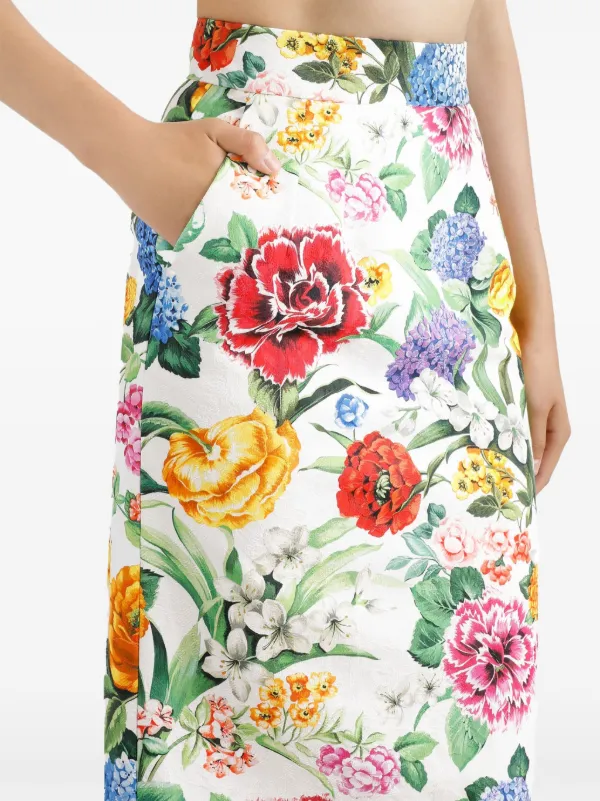 レディース*DOLCE&GABBANA*コットンミニスカート 花柄 Cotton miniskirt with floral embroidery and rhinestone